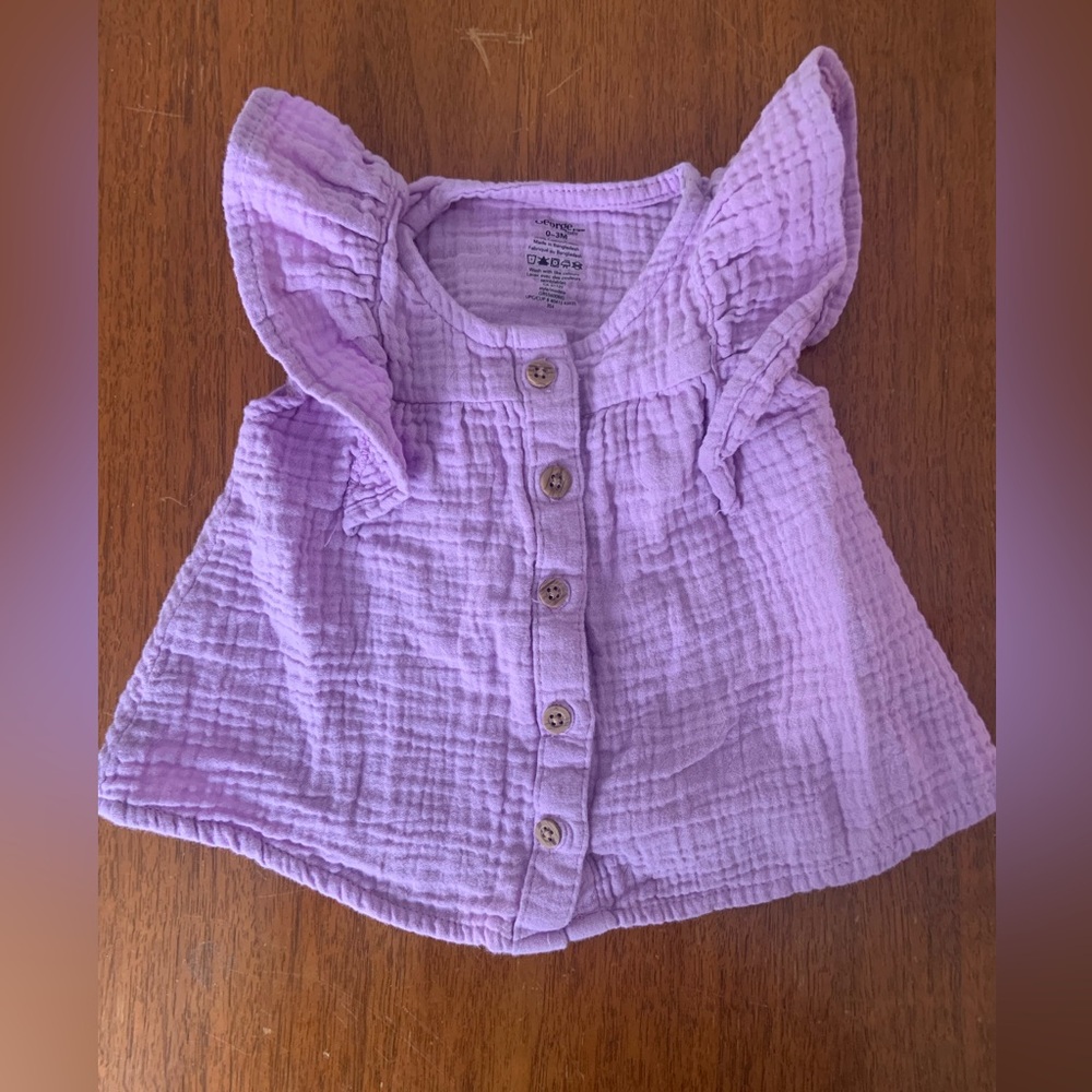 😊FREE😊 George Purple Cotton Flowy Top size 0-3m